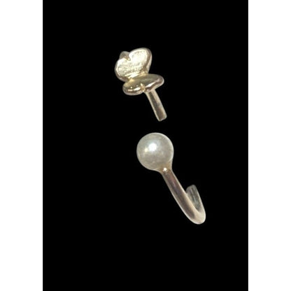 Minimalist Butterfly Faux Pearl Open Top Gold Tone Ring Size 7 3/4