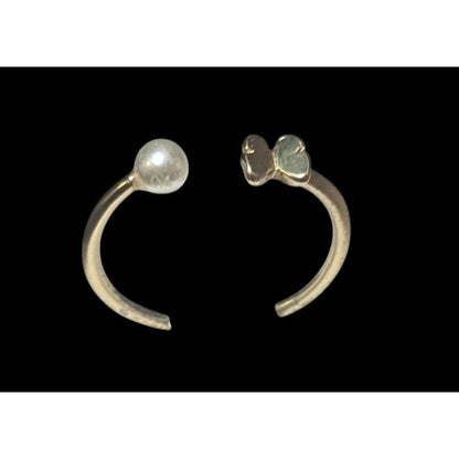 Minimalist Butterfly Faux Pearl Open Top Gold Tone Ring Size 7 3/4