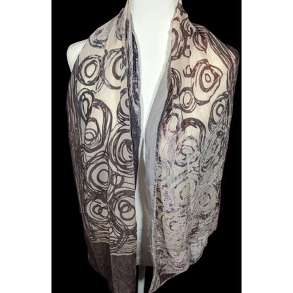 Grey Abstract Circles Geometric Velvet Burnout Scarf