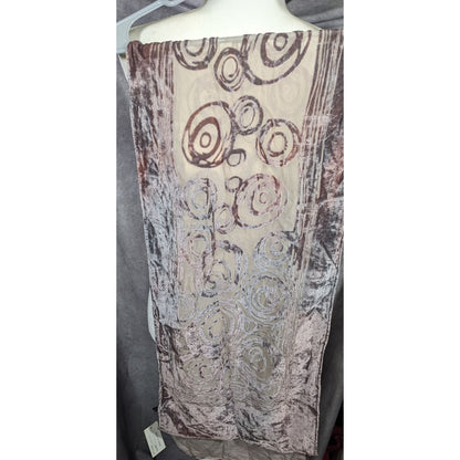 Grey Abstract Circles Geometric Velvet Burnout Scarf