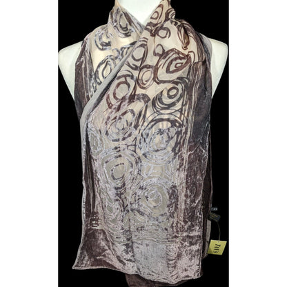 Grey Abstract Circles Geometric Velvet Burnout Scarf