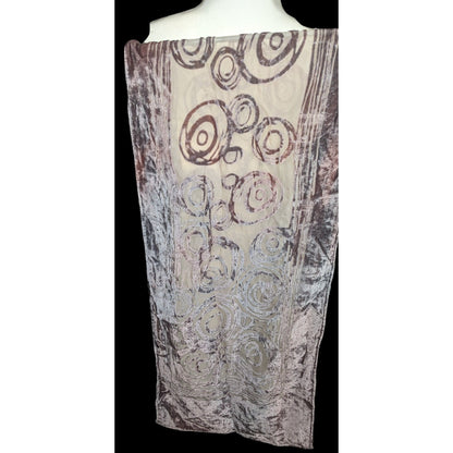 Grey Abstract Circles Geometric Velvet Burnout Scarf