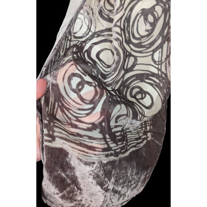 Grey Abstract Circles Geometric Velvet Burnout Scarf