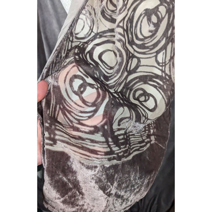 Grey Abstract Circles Geometric Velvet Burnout Scarf