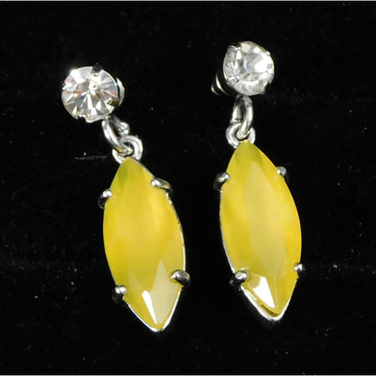Yellow Gem Oval Dangle Costume Earrings