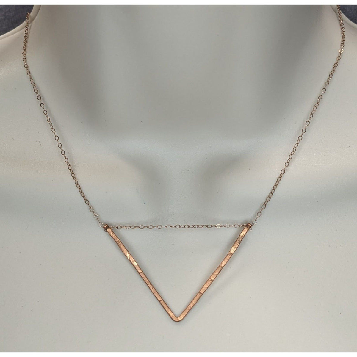 Minimalist Geometric Modern Copper Open Triangle Pendant Necklace