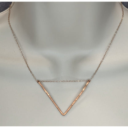 Minimalist Geometric Modern Copper Open Triangle Pendant Necklace
