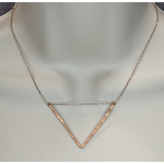 Minimalist Geometric Modern Copper Open Triangle Pendant Necklace