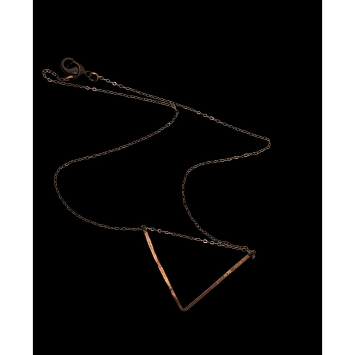 Minimalist Geometric Modern Copper Open Triangle Pendant Necklace