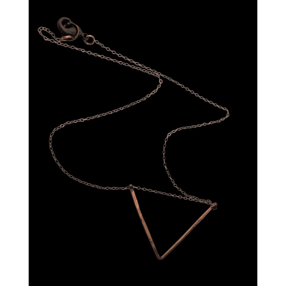Minimalist Geometric Modern Copper Open Triangle Pendant Necklace