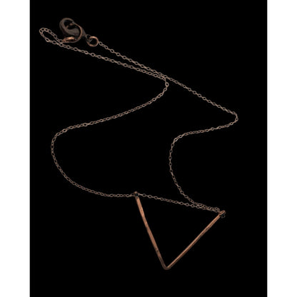 Minimalist Geometric Modern Copper Open Triangle Pendant Necklace