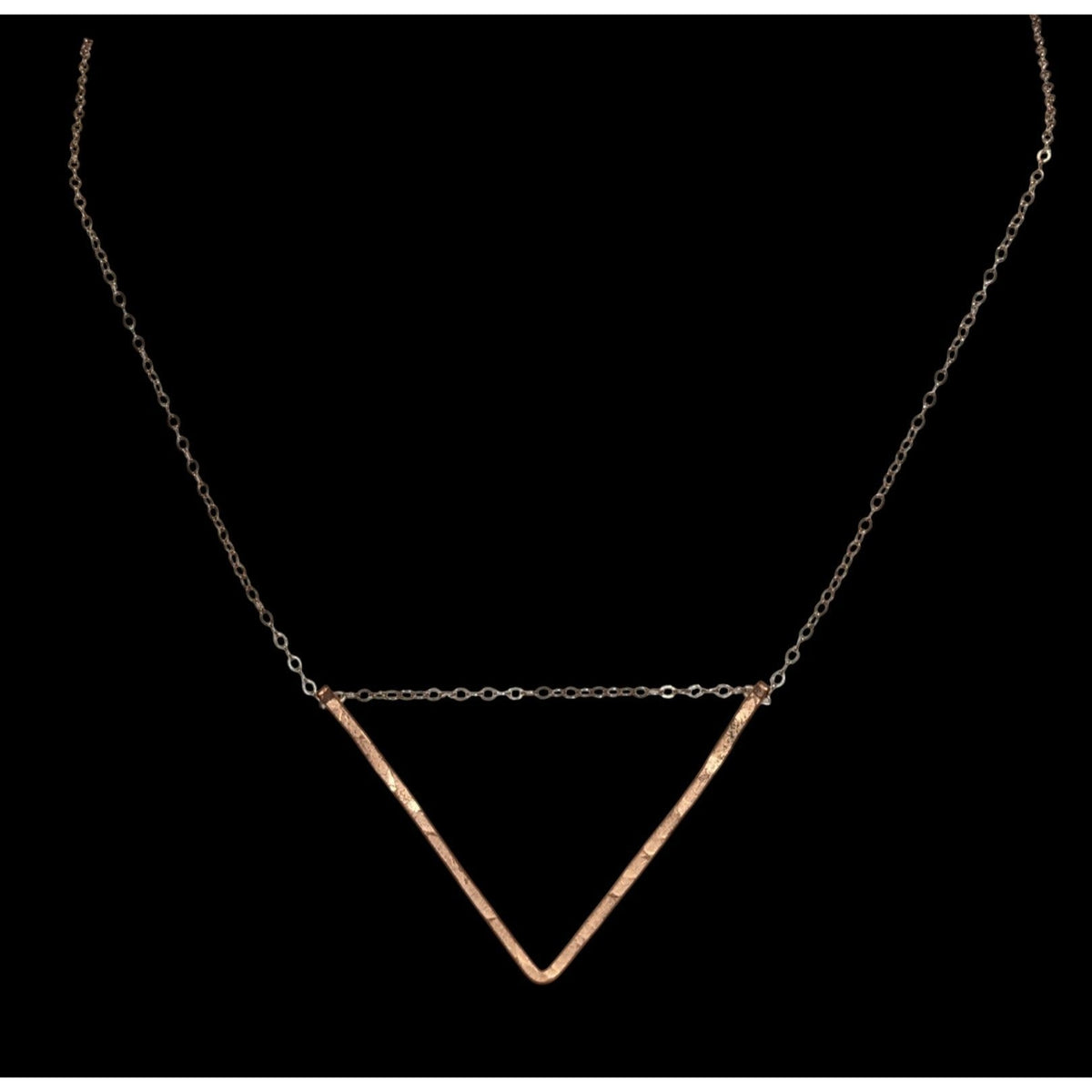 Minimalist Geometric Modern Copper Open Triangle Pendant Necklace