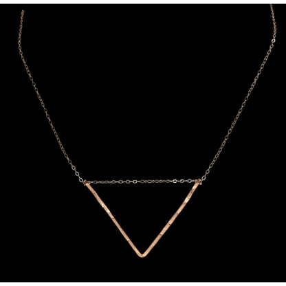 Minimalist Geometric Modern Copper Open Triangle Pendant Necklace
