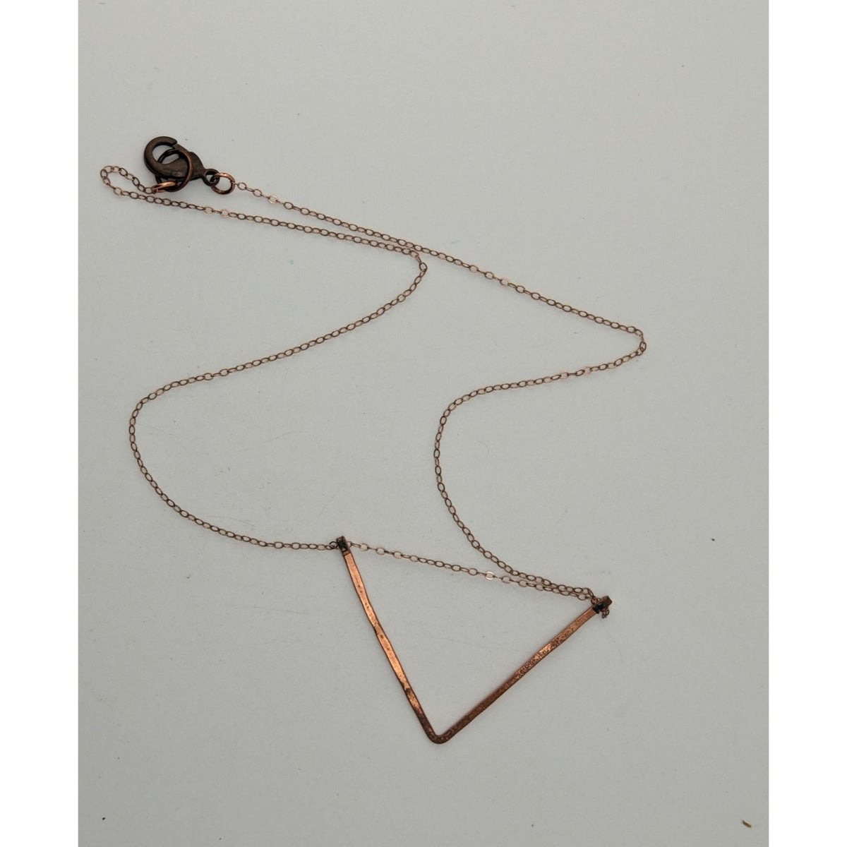 Minimalist Geometric Modern Copper Open Triangle Pendant Necklace
