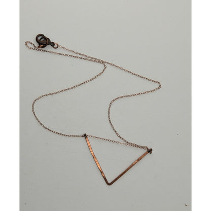 Minimalist Geometric Modern Copper Open Triangle Pendant Necklace