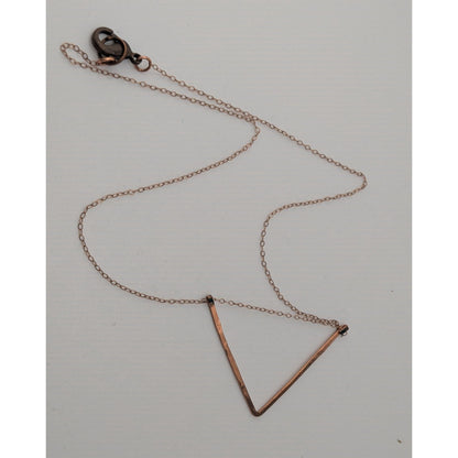 Minimalist Geometric Modern Copper Open Triangle Pendant Necklace