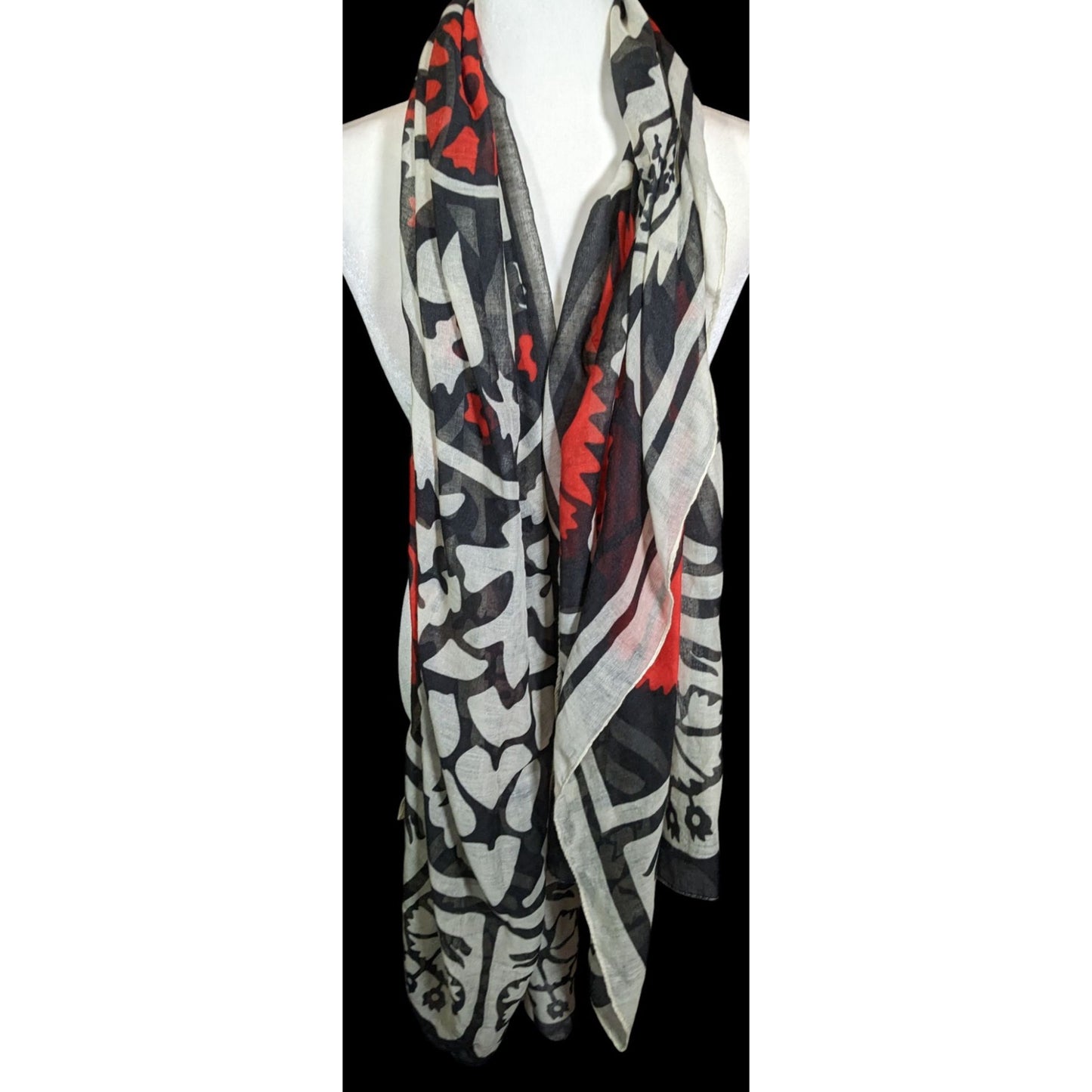 Printed Village Retro Floral Lightweight Scarf/Shawl
