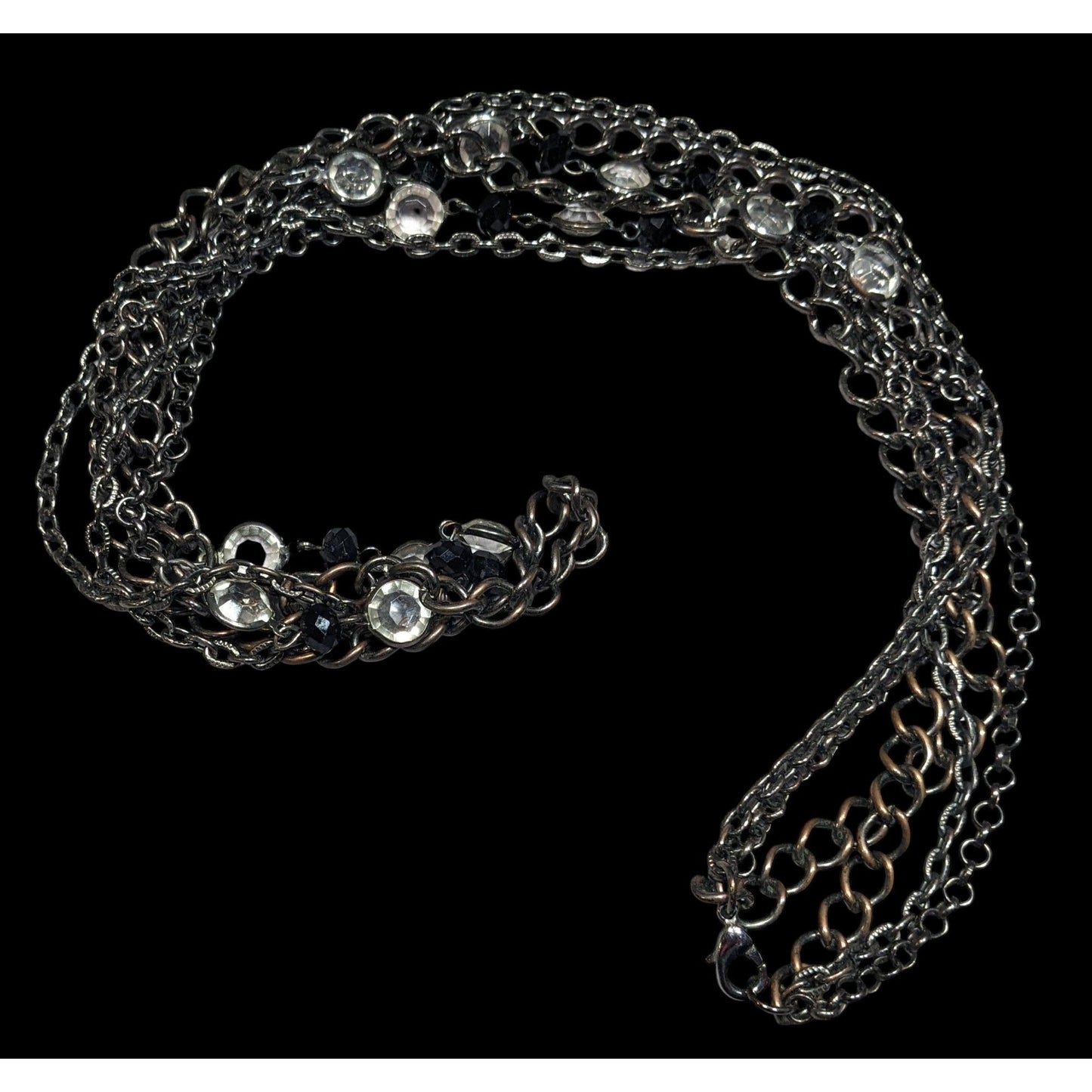 Glam Goth Multilayer Gemmed Chain Necklace