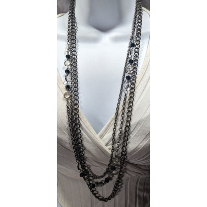 Glam Goth Multilayer Gemmed Chain Necklace
