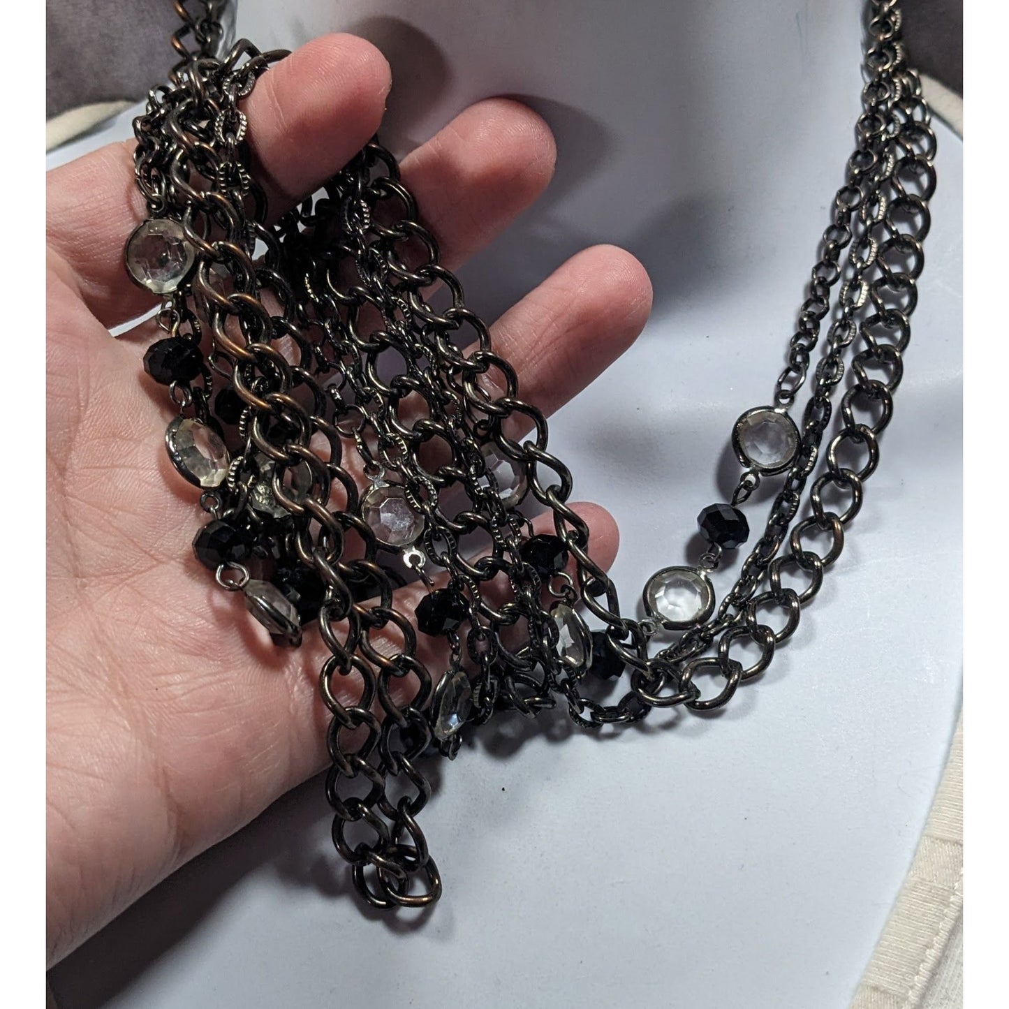 Glam Goth Multilayer Gemmed Chain Necklace