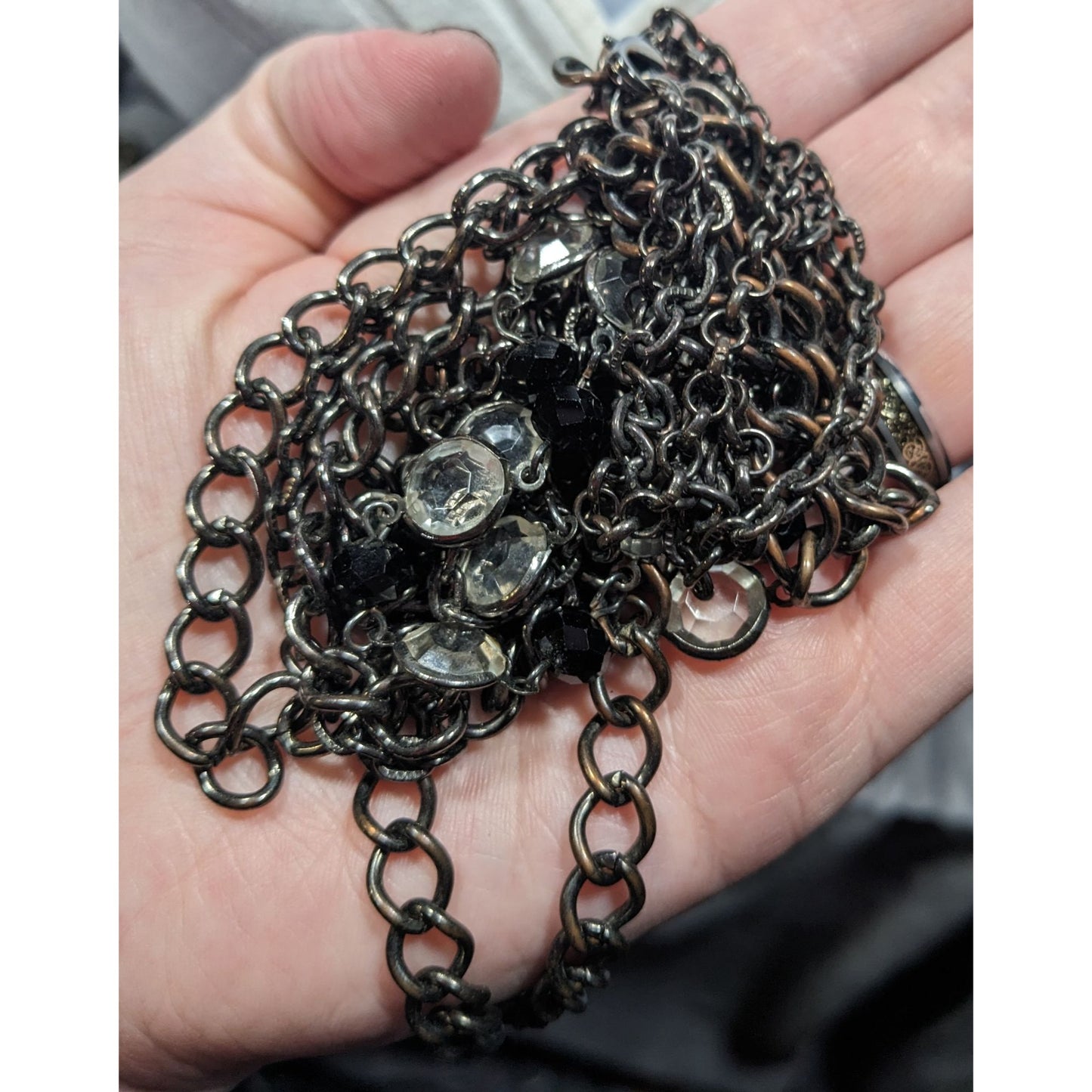 Glam Goth Multilayer Gemmed Chain Necklace