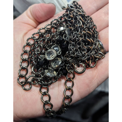 Glam Goth Multilayer Gemmed Chain Necklace