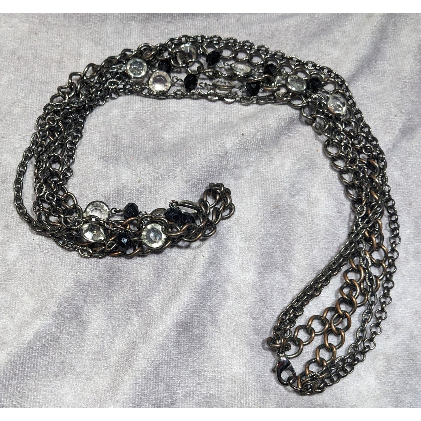 Glam Goth Multilayer Gemmed Chain Necklace