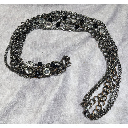 Glam Goth Multilayer Gemmed Chain Necklace