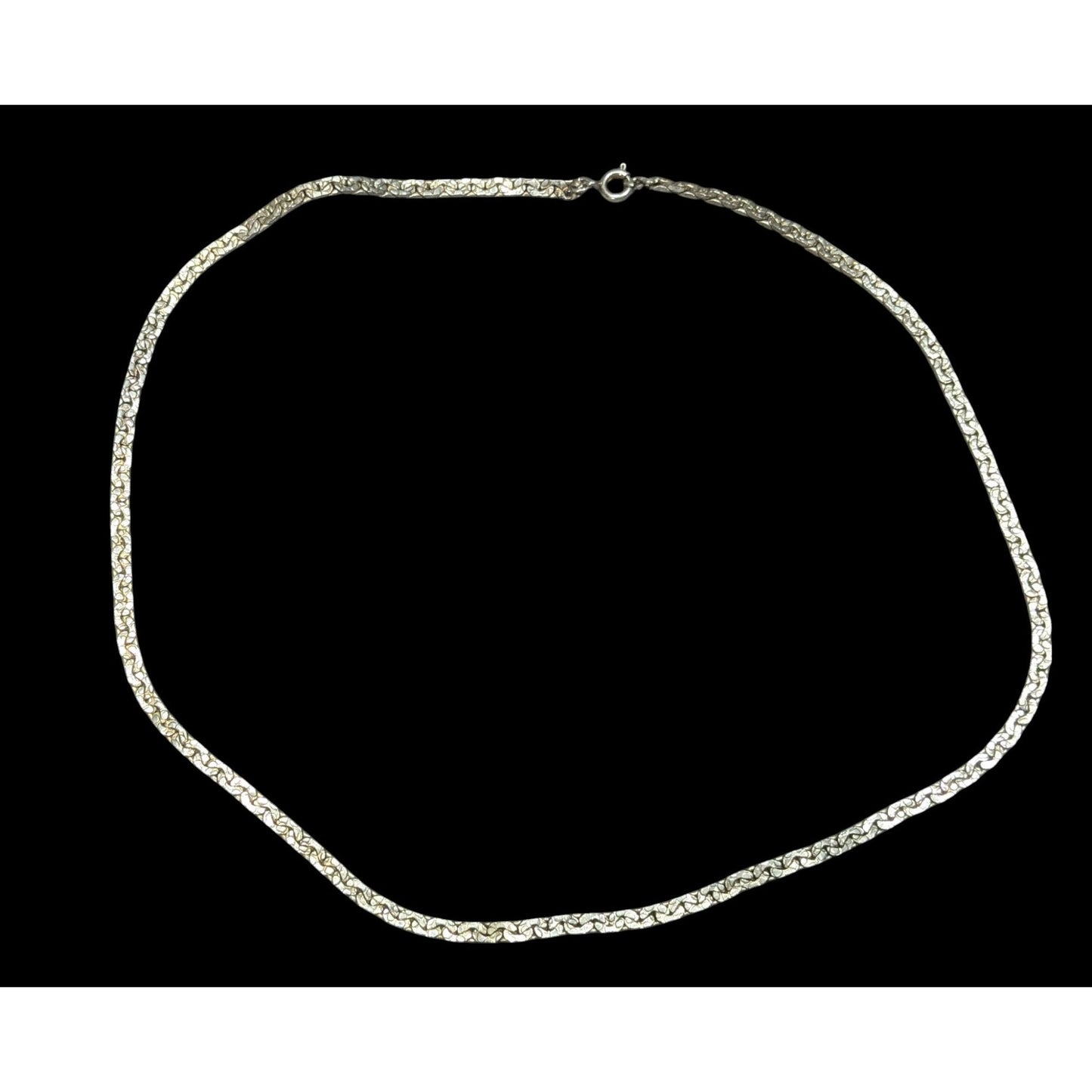 Vintage Silver-Tone Textured Chain Necklace