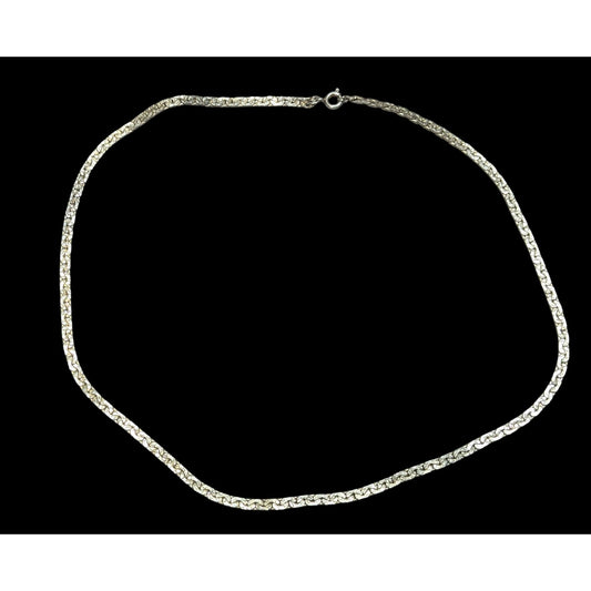 Vintage Silver-Tone Textured Chain Necklace