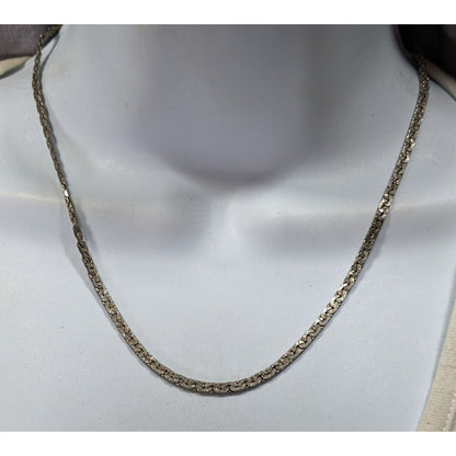 Vintage Silver-Tone Textured Chain Necklace