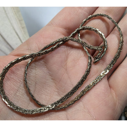 Vintage Silver-Tone Textured Chain Necklace