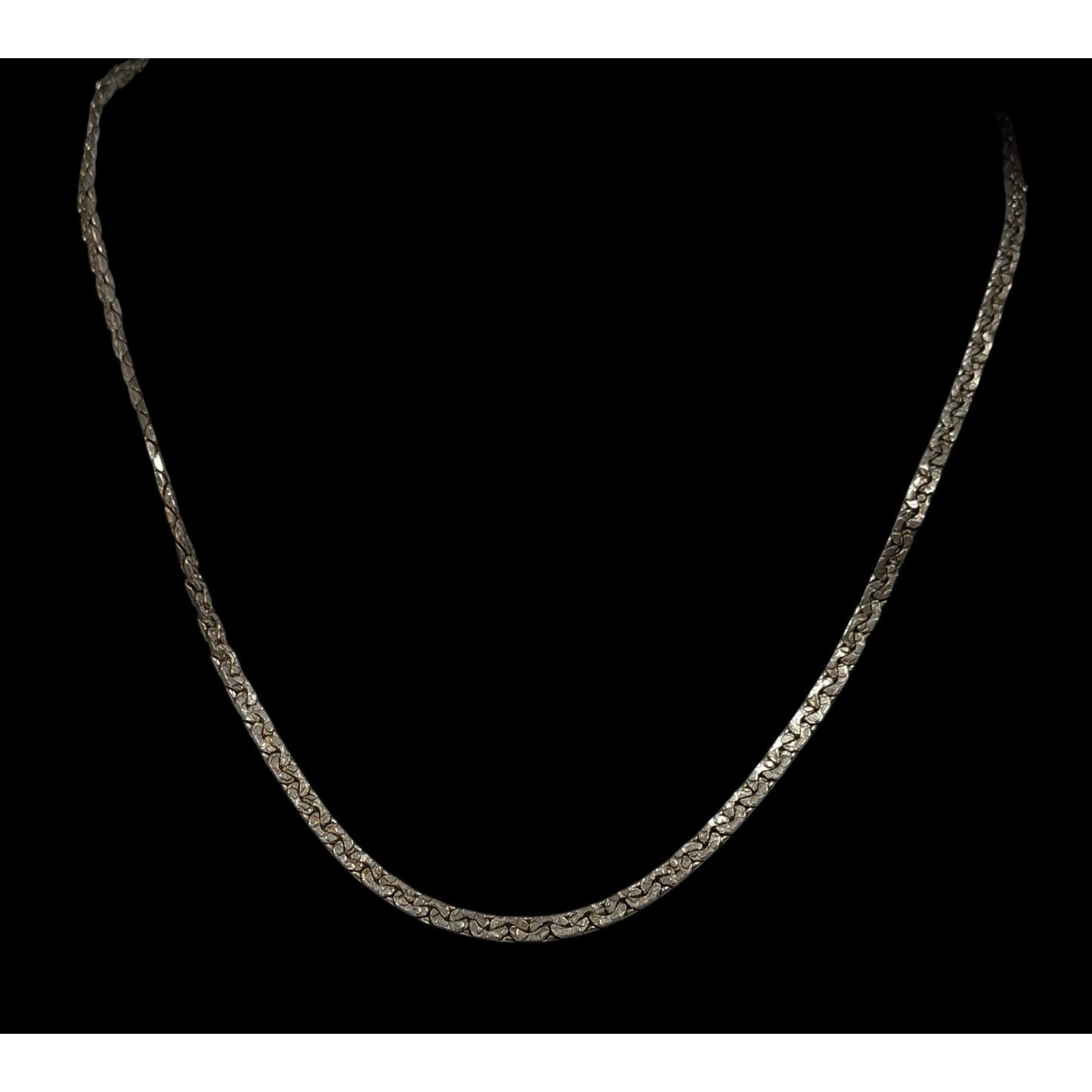 Vintage Silver-Tone Textured Chain Necklace