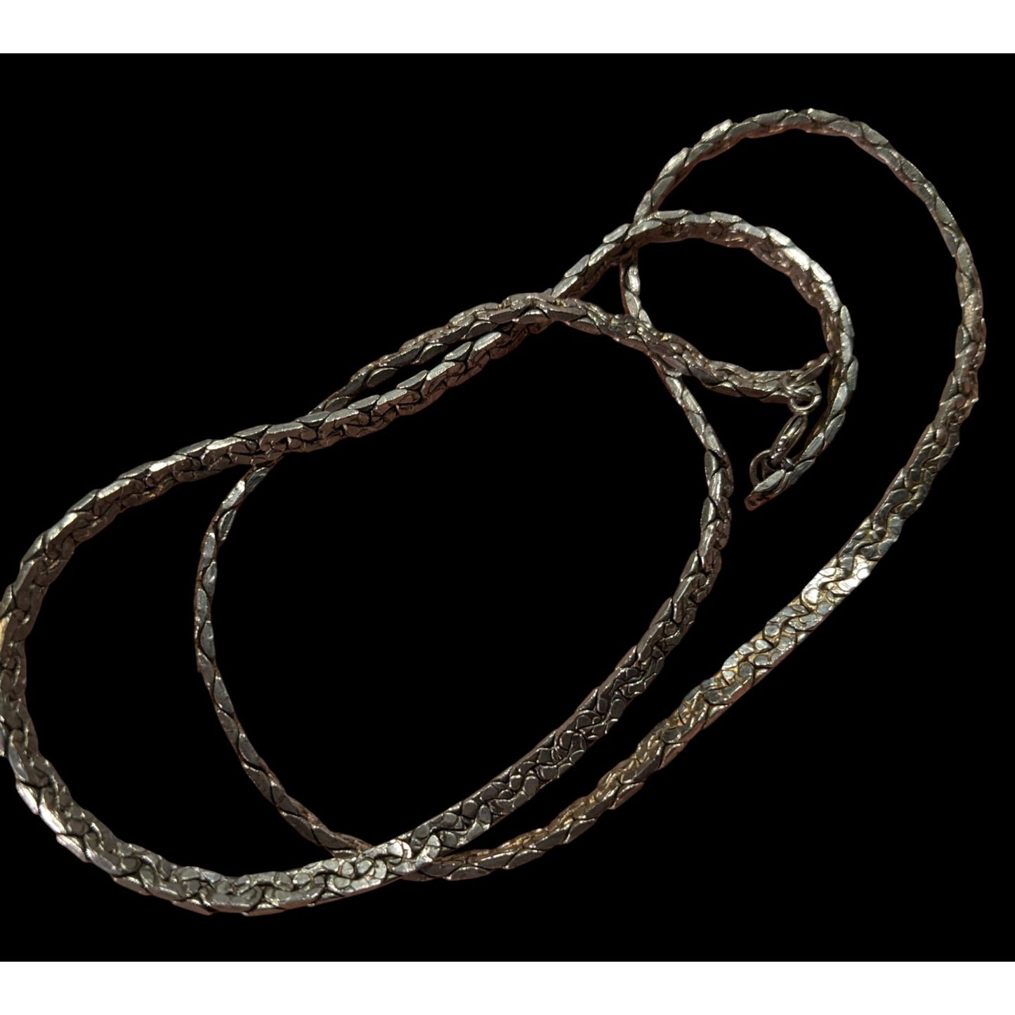 Vintage Silver-Tone Textured Chain Necklace