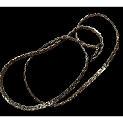 Vintage Silver-Tone Textured Chain Necklace
