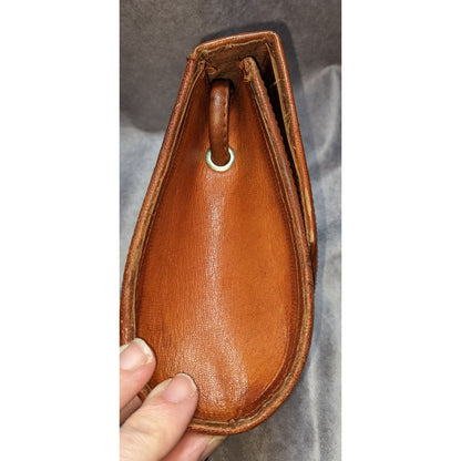 Vintage Moroccan Magic Hand-Tooled Leather Crossbody Bag With Mirror & Snap Closure