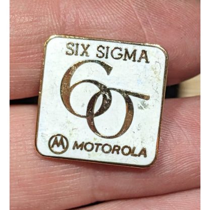 Vintage Motorola Six Sigma White And Gold Tone Lapel Pin