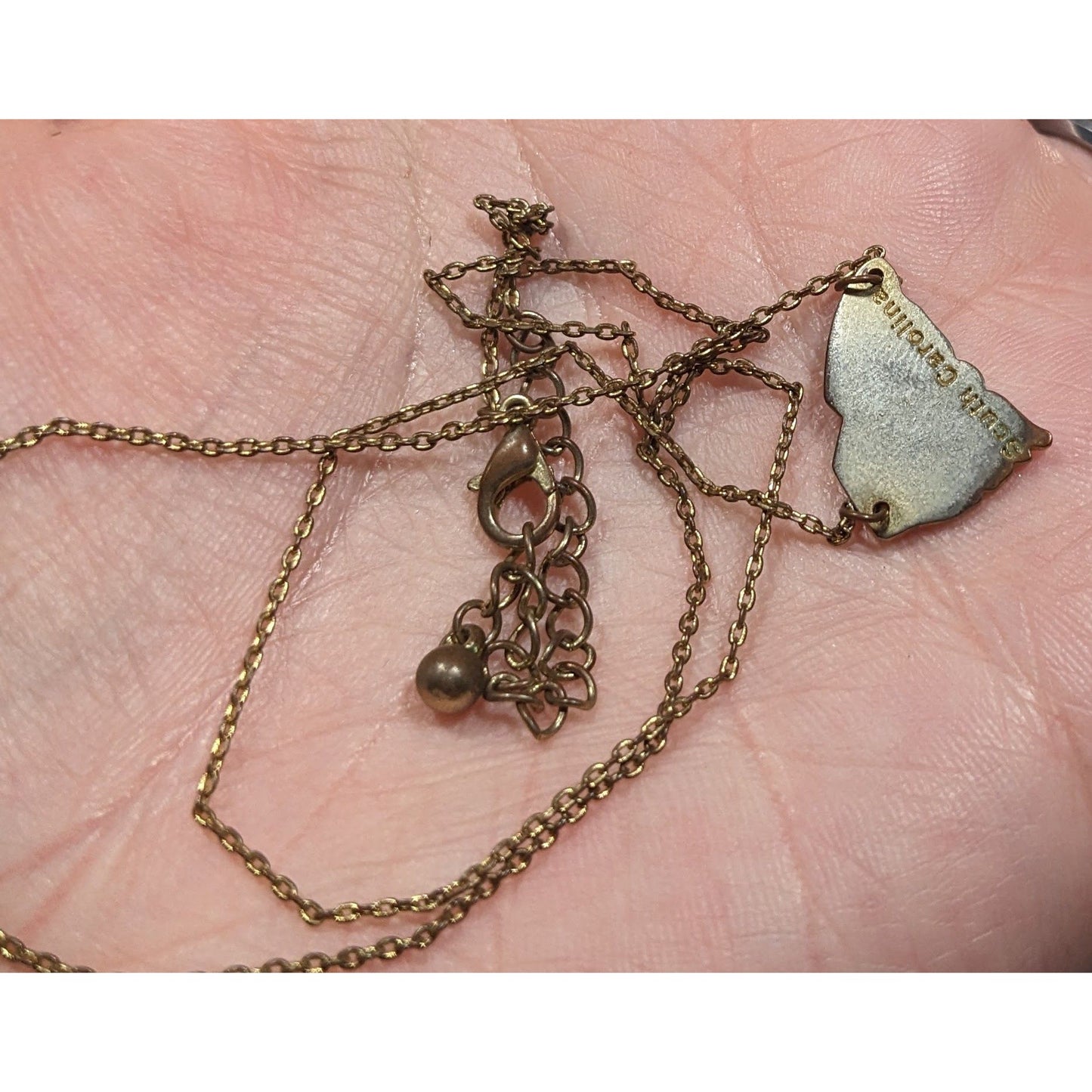 Souvenir South Carolina Silver And Gold Tone Pendant Necklace