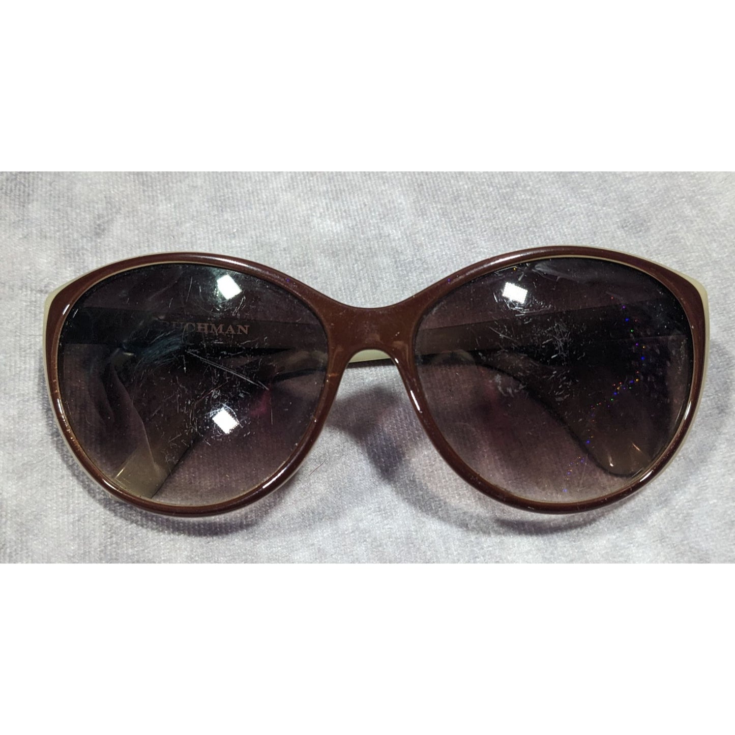 Dana Buchman Retro Cateye Brown And Beige Sunglasses