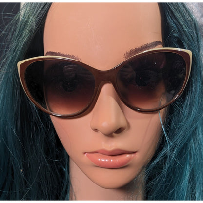 Dana Buchman Retro Cateye Brown And Beige Sunglasses