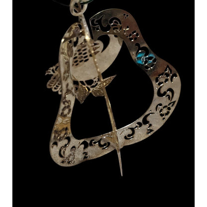 Vintage Gold Tone 3D Pear Ornament With Peacock And Flowers