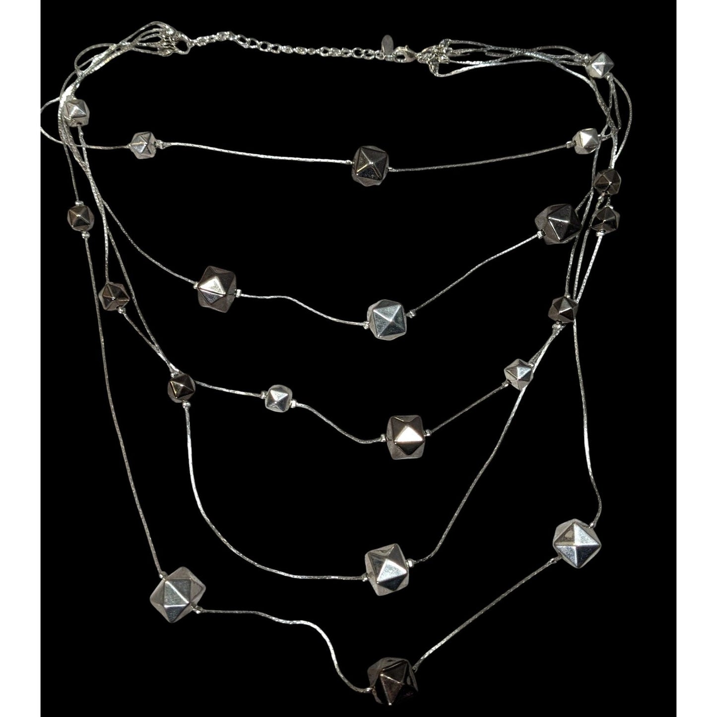 Ali-Khan New York Modern Layered Geometric Beaded Metallic Necklace