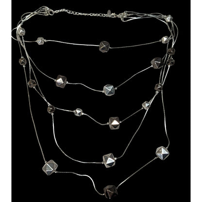 Ali-Khan New York Modern Layered Geometric Beaded Metallic Necklace