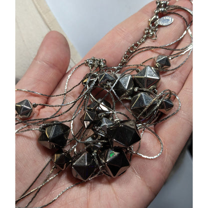 Ali-Khan New York Modern Layered Geometric Beaded Metallic Necklace