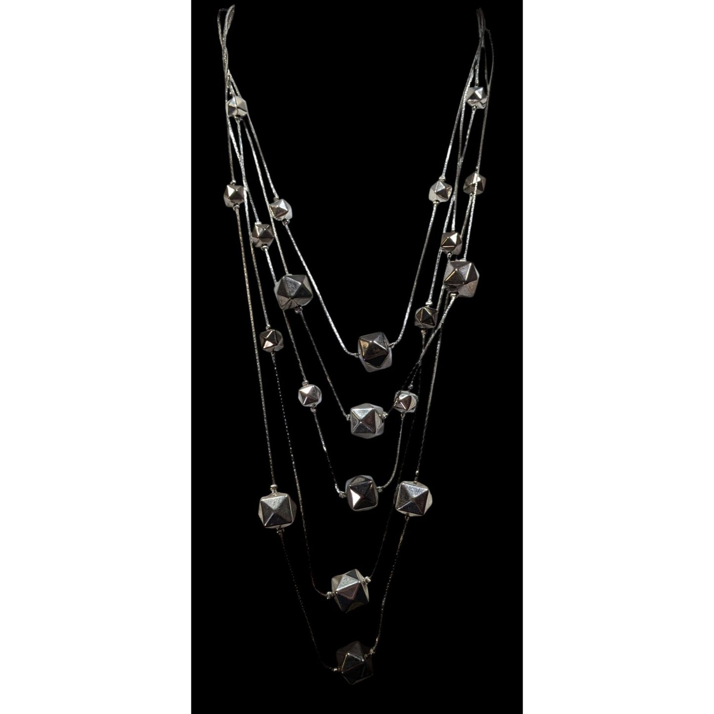 Ali-Khan New York Modern Layered Geometric Beaded Metallic Necklace