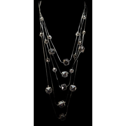Ali-Khan New York Modern Layered Geometric Beaded Metallic Necklace