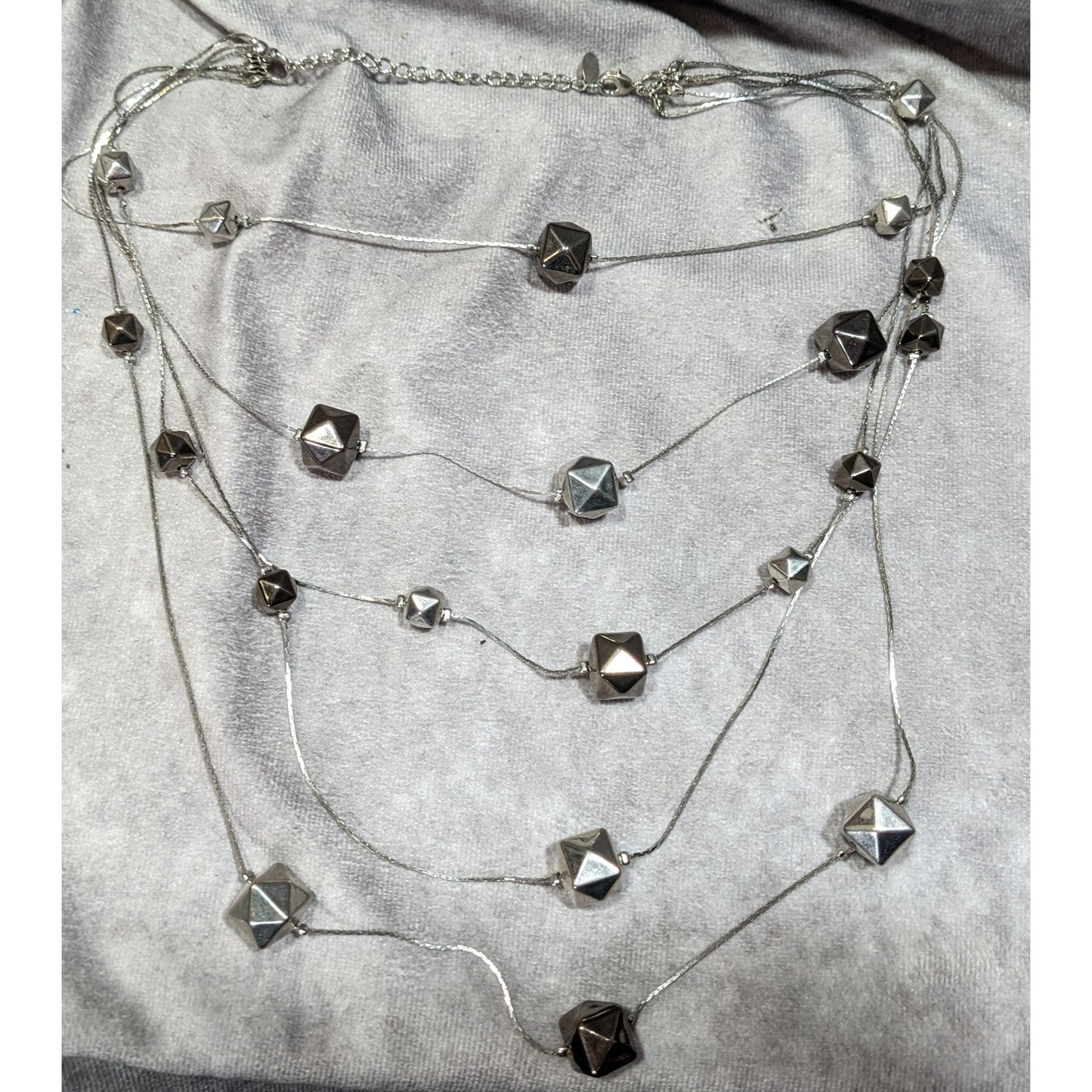 Ali-Khan New York Modern Layered Geometric Beaded Metallic Necklace