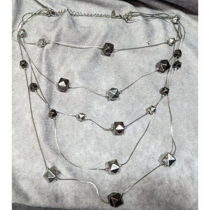 Ali-Khan New York Modern Layered Geometric Beaded Metallic Necklace