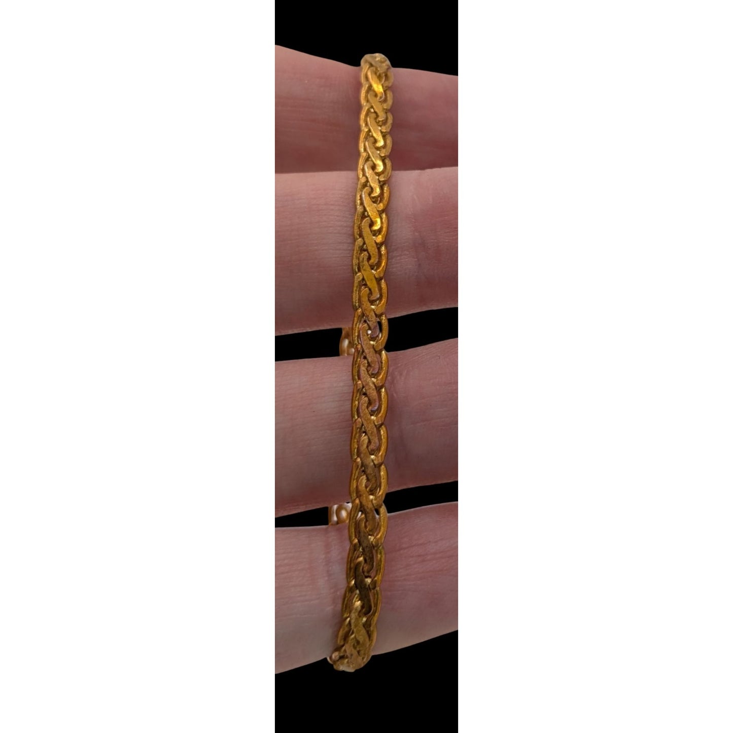 Boho Vintage Braided Chain Bracelet Gold Tone Ornate Woven Link Jewelry