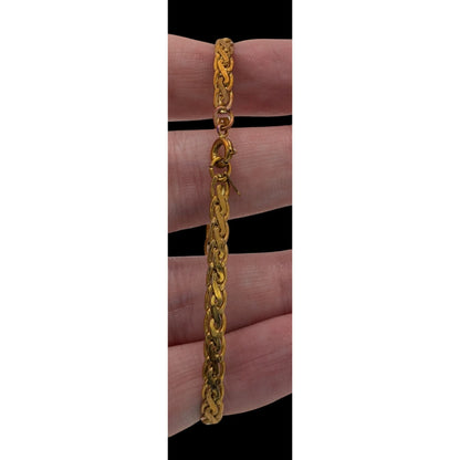 Boho Vintage Braided Chain Bracelet Gold Tone Ornate Woven Link Jewelry